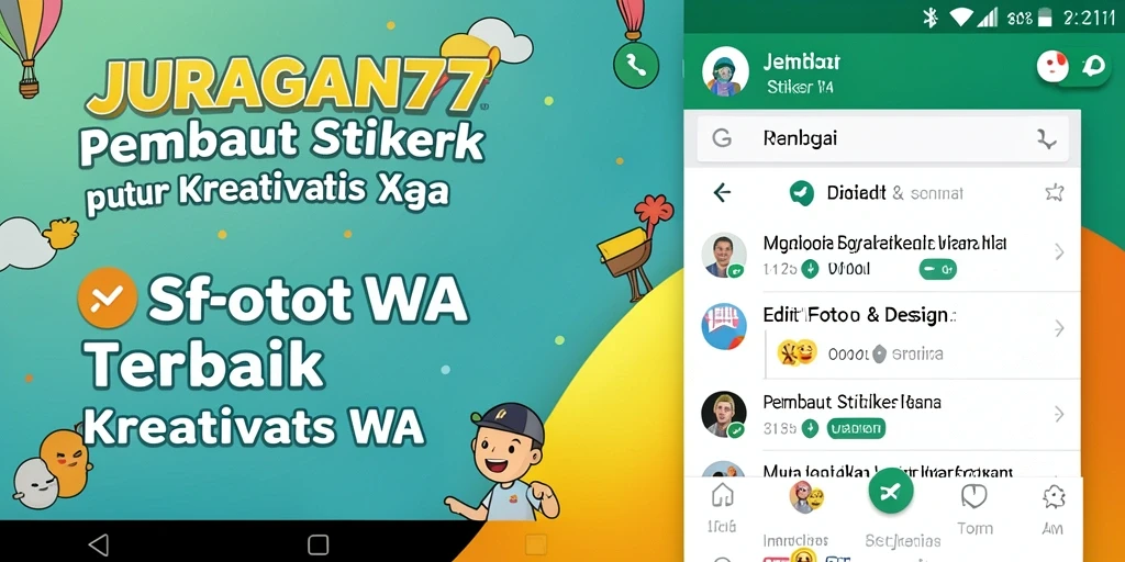Antarmuka pengguna JURAGAN77 untuk pembuatan stiker WA yang intuitif.