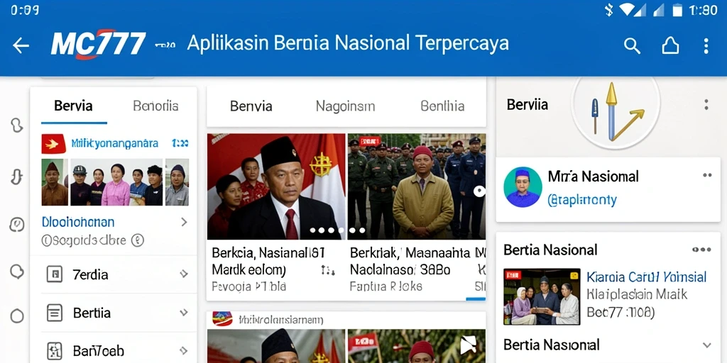 Tampilan antarmuka aplikasi Berita Nasional MC777 yang intuitif dan informatif.