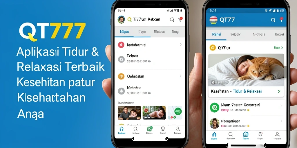Screenshot antarmuka QT777 dengan fitur Tidur & Relaksasi yang menarik.